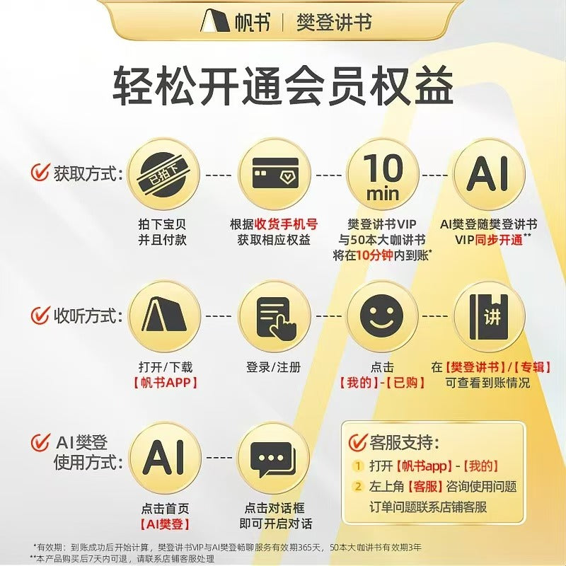 帆书 樊登讲书1年VIP年卡 + 送50本大咖讲书 + AI樊登畅聊 听书学习读书卡